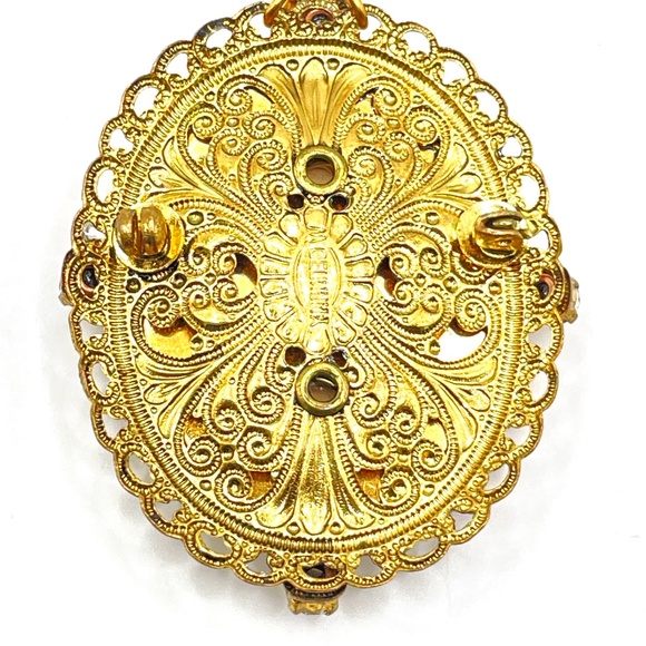 W. Germany Vintage Porcelain Floral Painted Converted Necklace Victorian Style - Picture 12 of 16